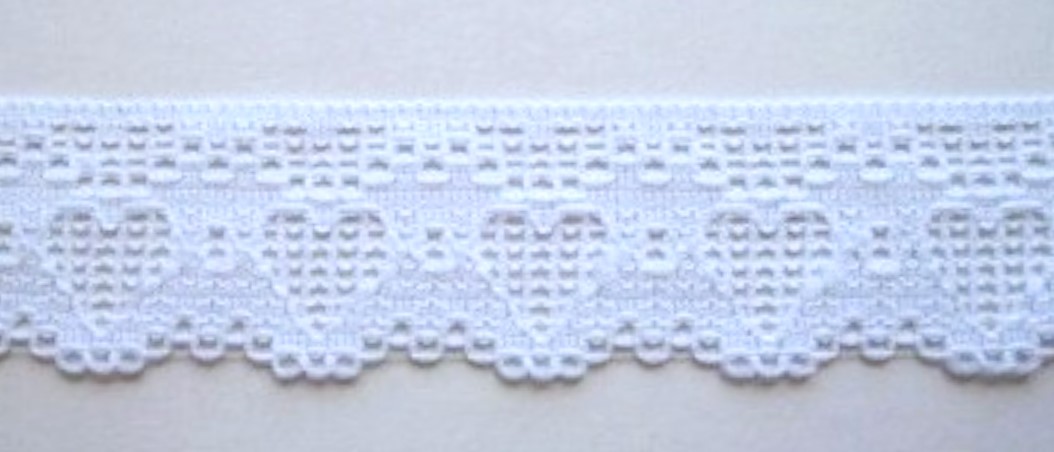 White 1" Hearts Lace