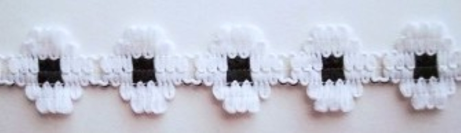 White/Black 13/16" Flower Lace