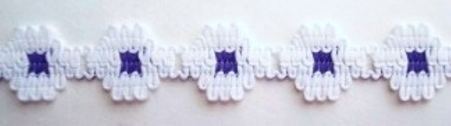 White/Purple 9/16" Flower Lace