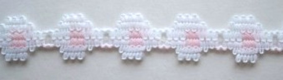 White/Light Pink 1/2" Flower Lace