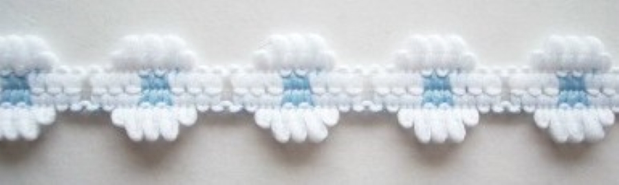 White/Blue 9/16" Flower Lace