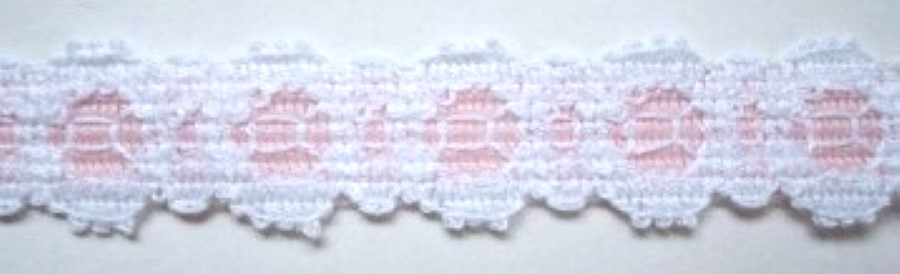 White/Pink 9/16" Lace