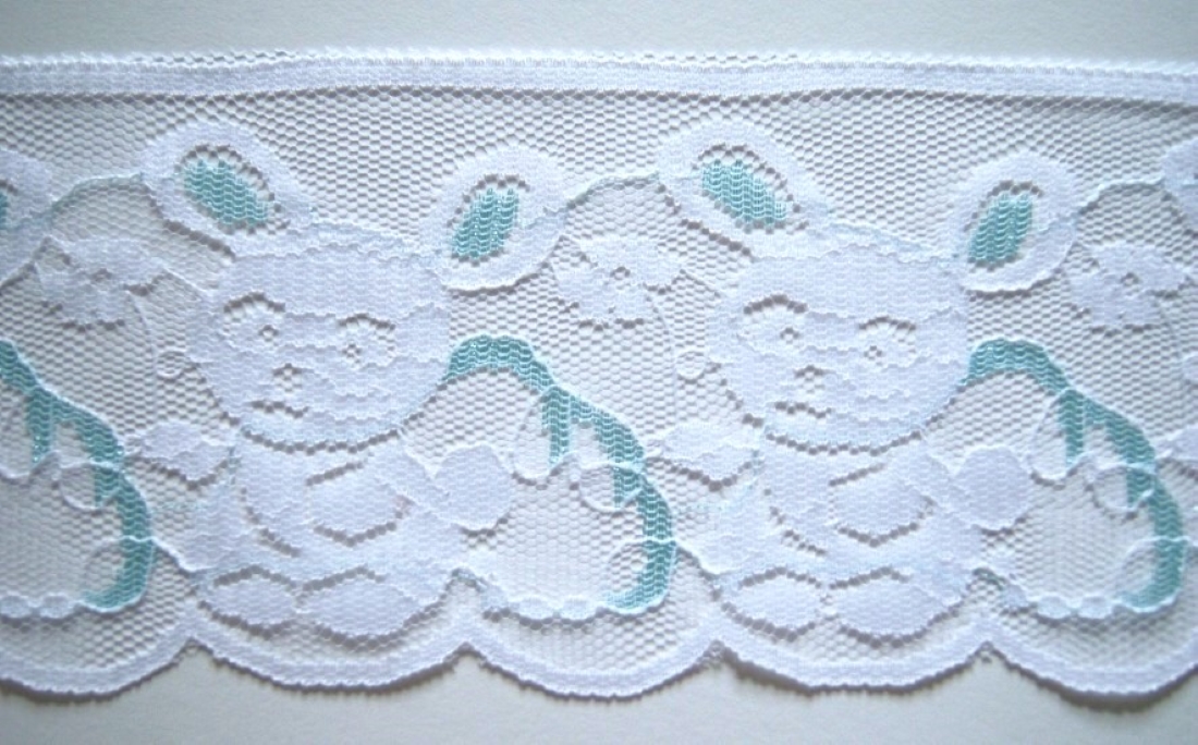 White/Mint Bunny 3" Lace
