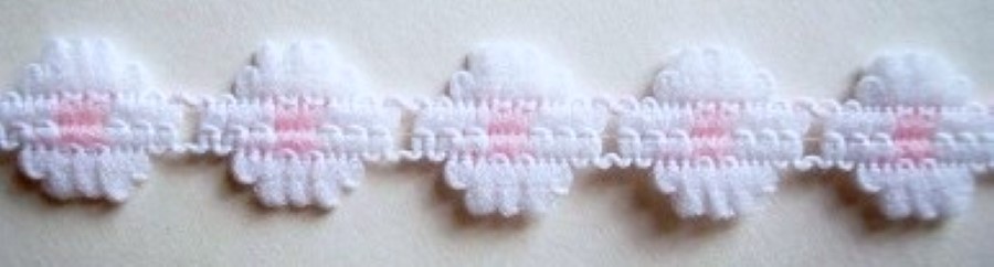 White/Pink 9/16" Flower Lace