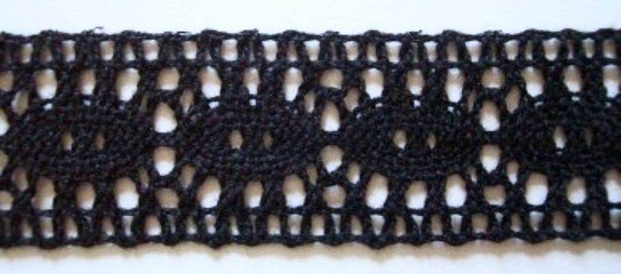Black 1 1/4" Cotton Lace