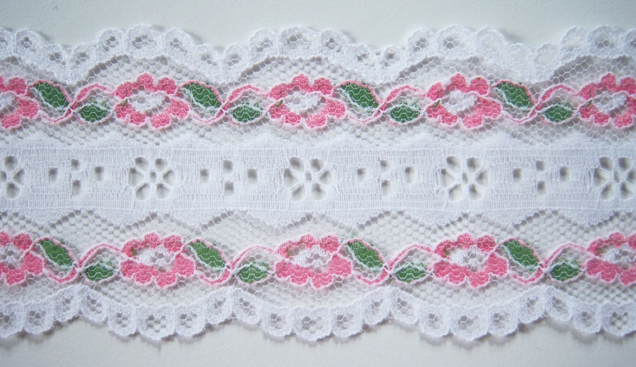White/Pink 2 1/4" Lace