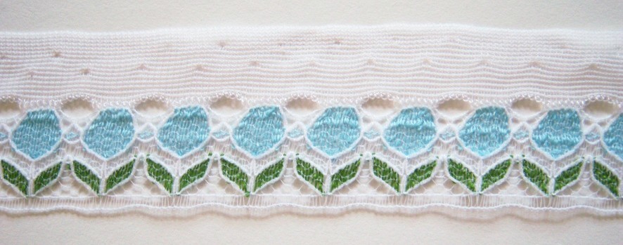 White/Blue/Green 1 1/4" Lace