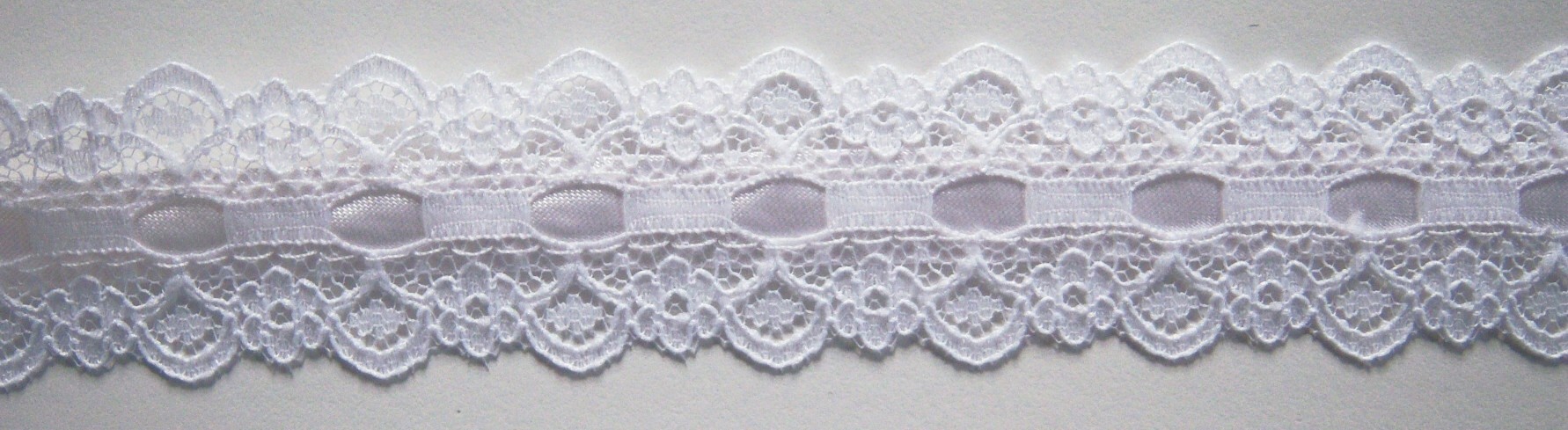 White/Off White Satin 1" Nylon Lace