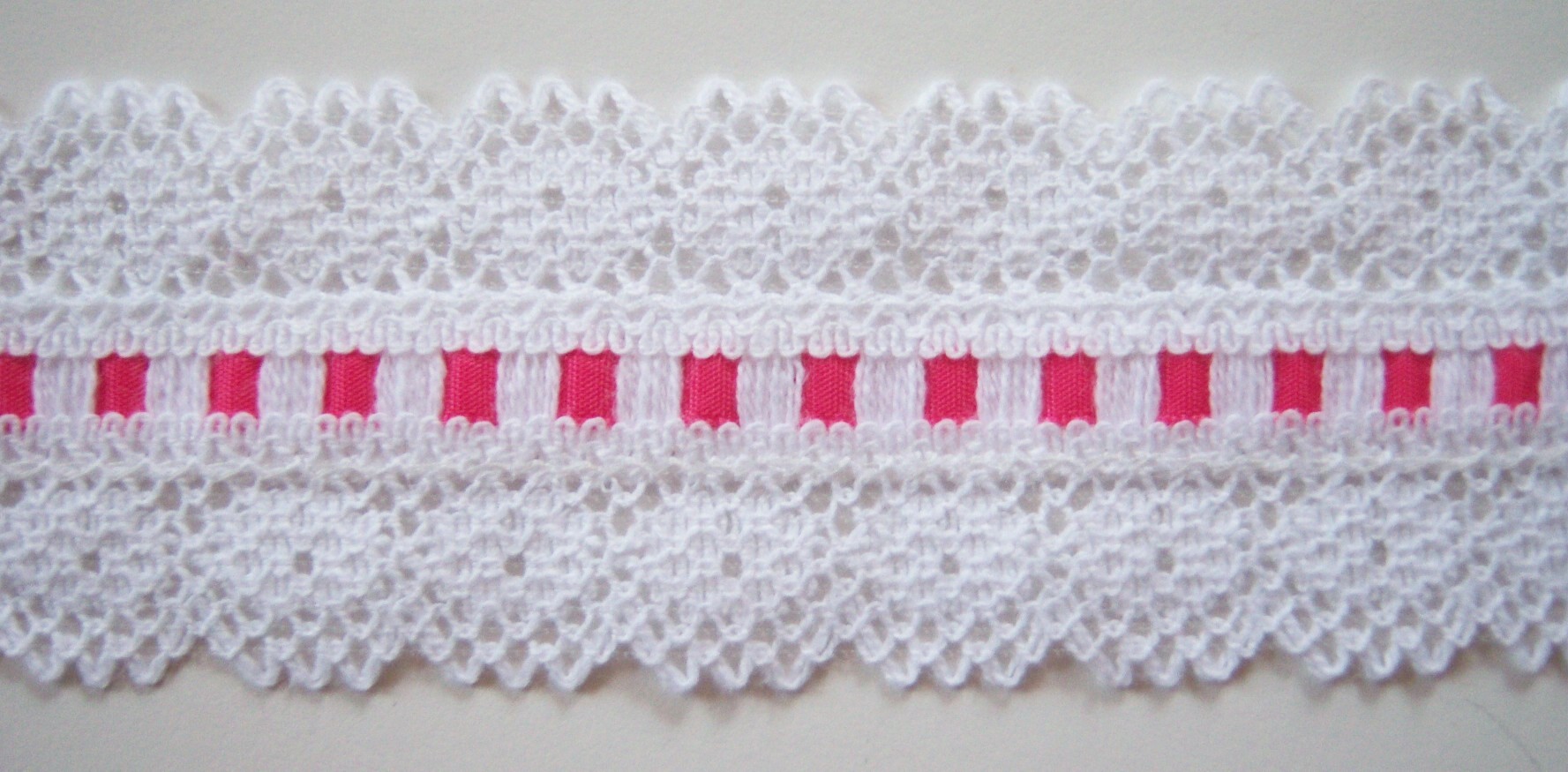 White Cluny/Pink 2" Nylon Lace