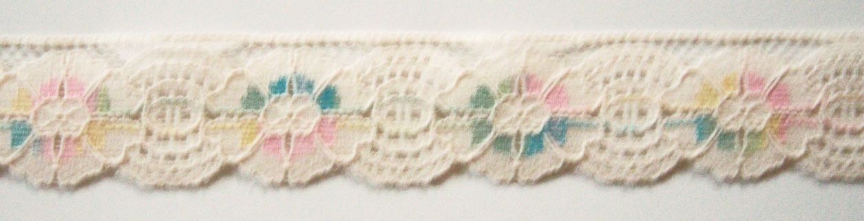 Ecru/Pastel Polyester 1 1/2" Lace