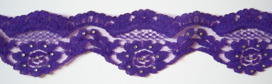 Purple/Rhinestones 1 5/8" Lace