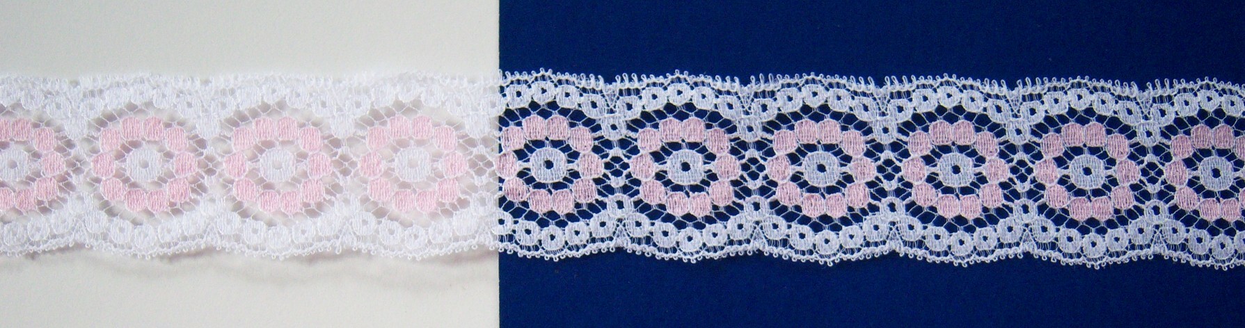 White/Pink 1 3/4" Nylon Lace