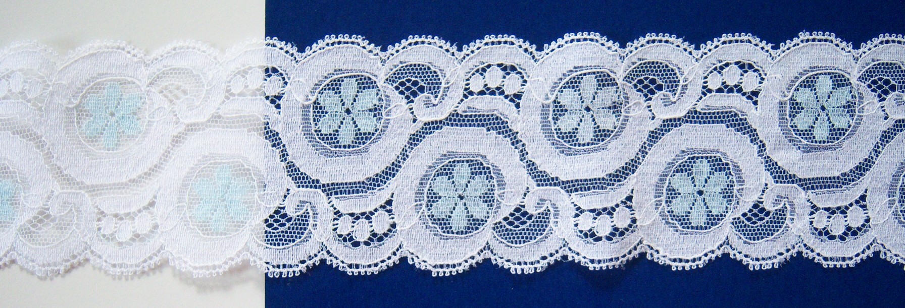 White/Blue 2 3/4" Nylon Lace