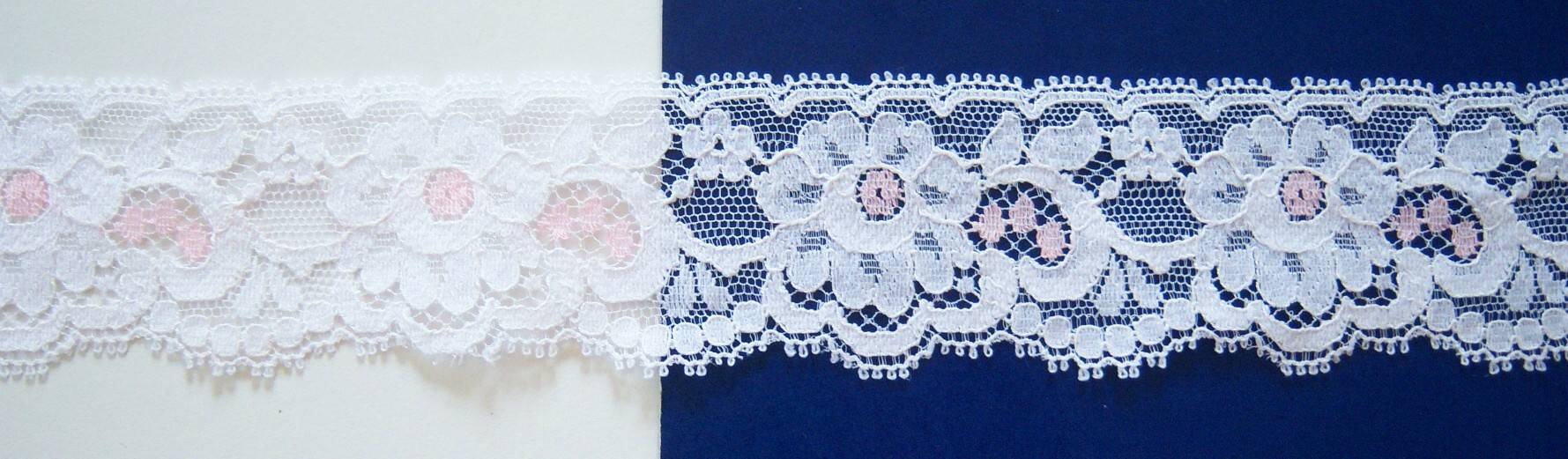 White/Pink 1 3/4" Nylon Lace