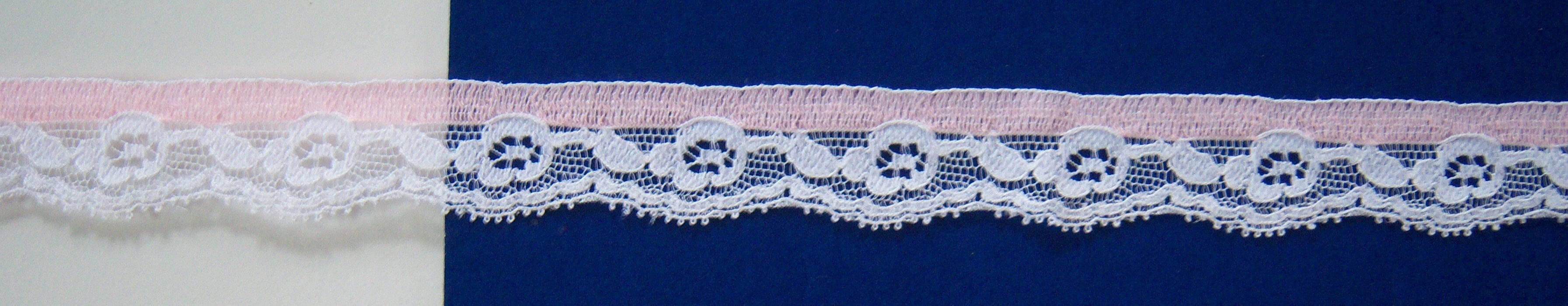 White/Pink 13/16" Nylon Lace