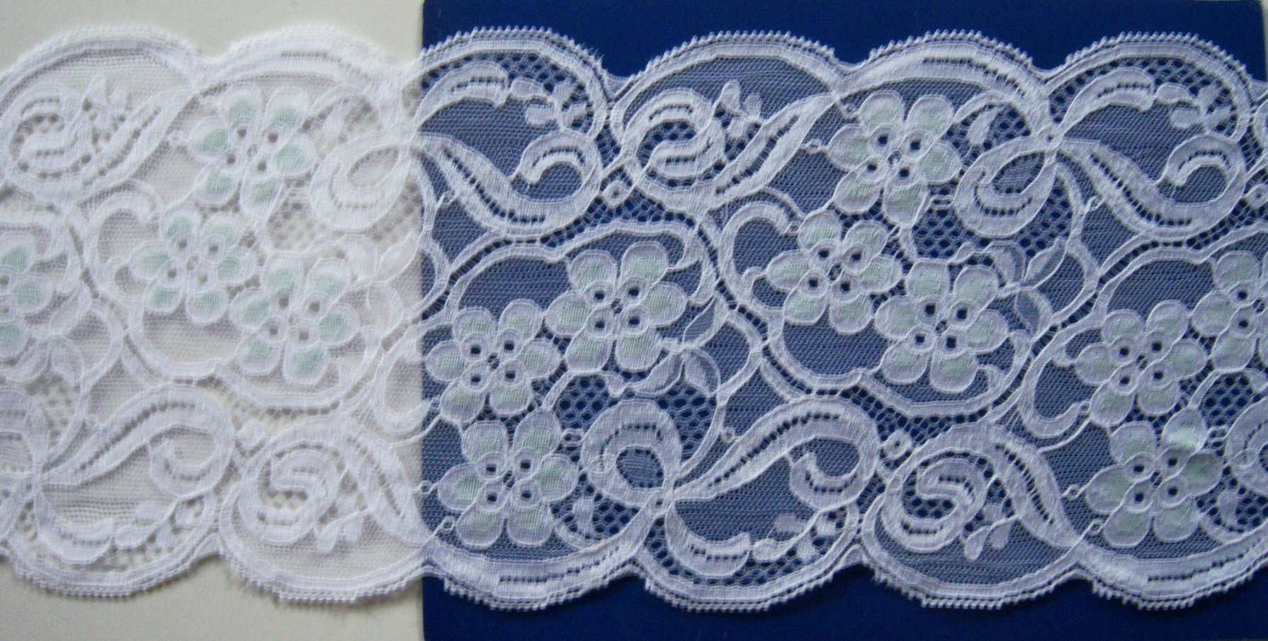 White/Blue 5 3/8" Lace