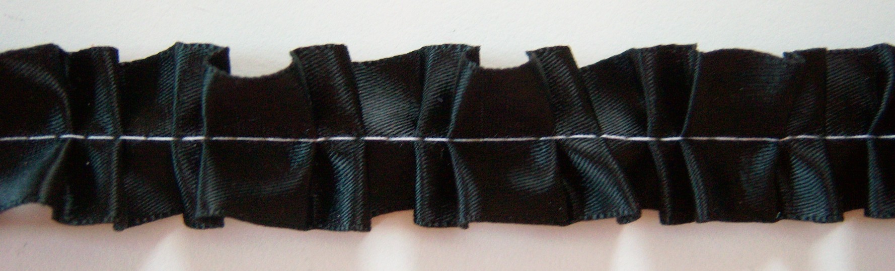Black 1" Pleated Satin Ribbon