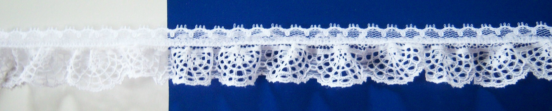White 1 1/8" Ruffled Lace