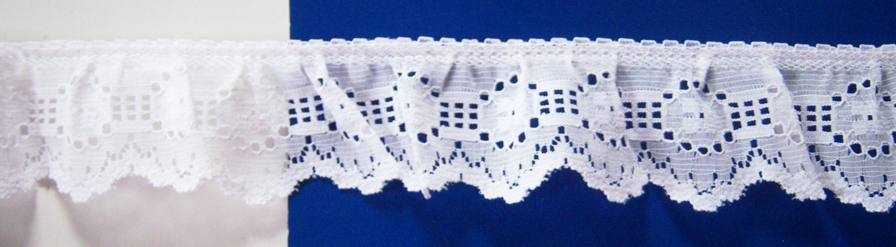 White Polyester 1 5/8" Gathered Lace