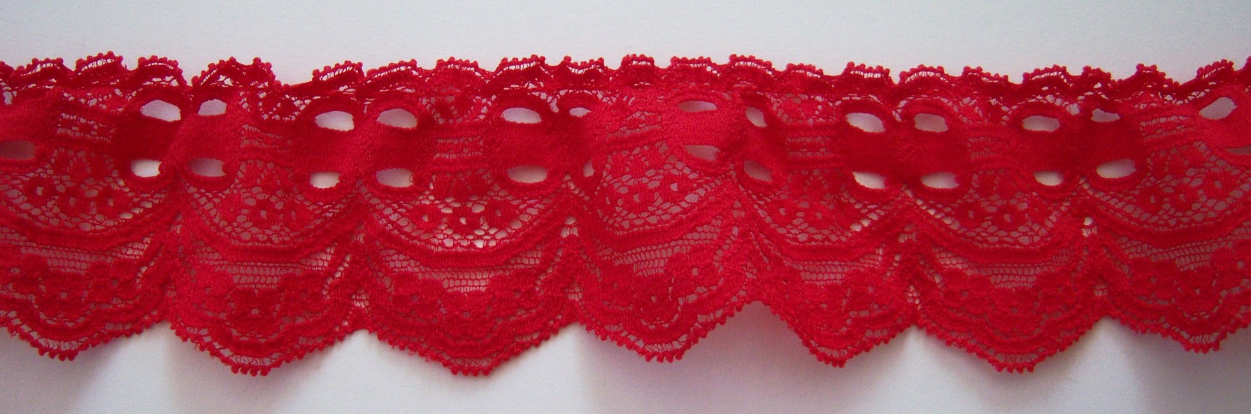 Red 2" Shirred Lace