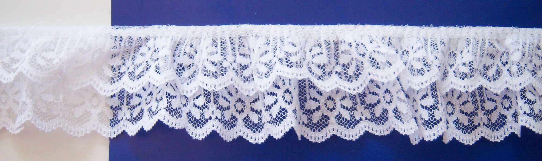 White Double 1 7/8" Gathered Lace