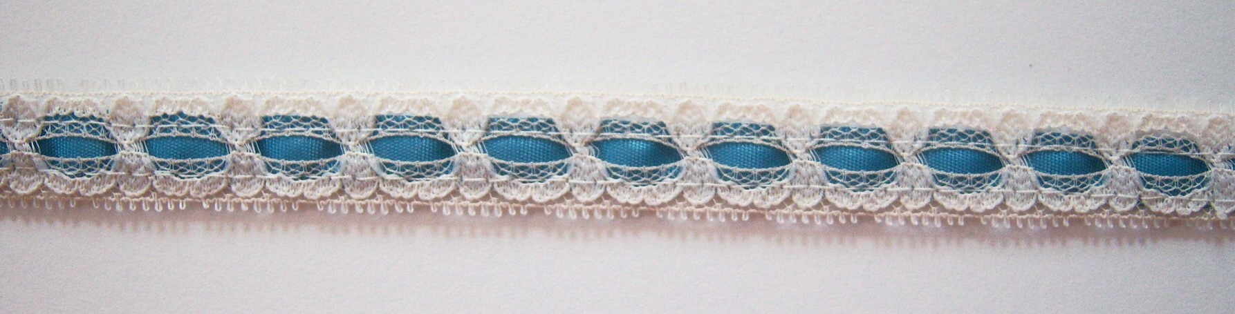 Candlelight 3/4" Lace/Blue Grosgrain Ribbon