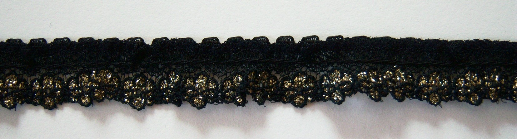 Black/Gold 5/8" Gathered Lace