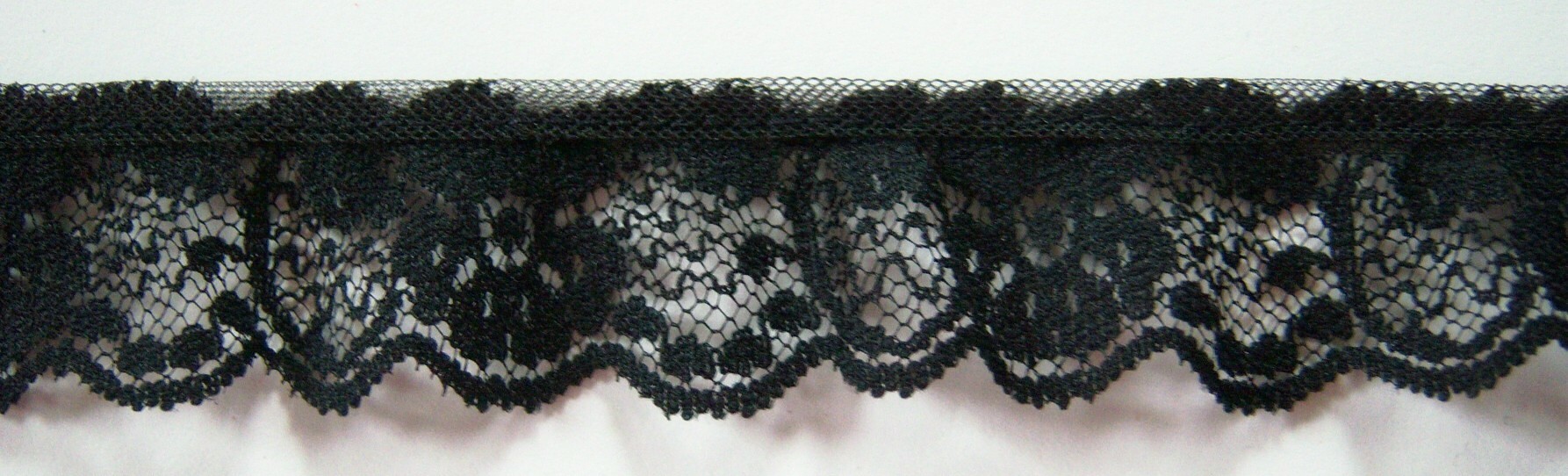 Black 1 1/8" Gathered Lace