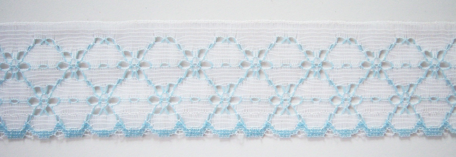 White/Aqua 1 3/4" Nylon Lace