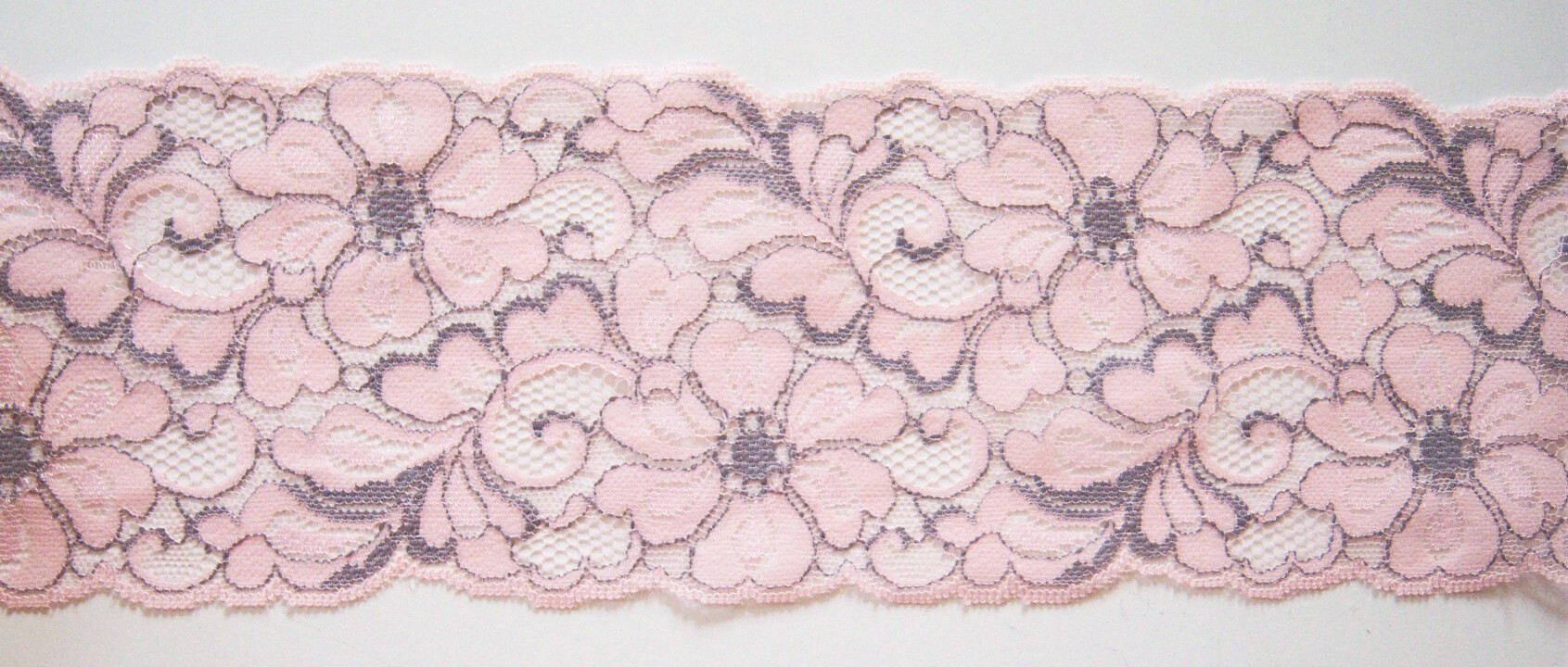 Pink/Silver Gray 3 7/8" Lace