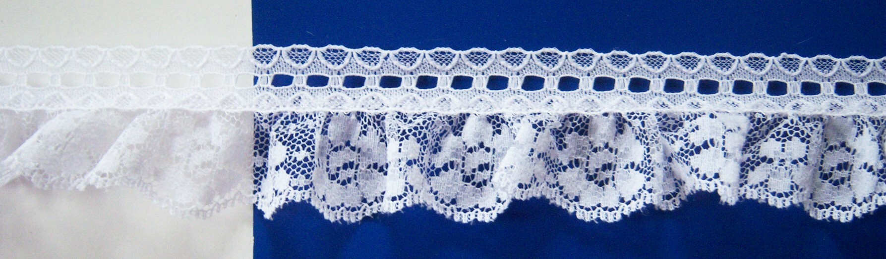 White 1 1/2" Ruffled Lace