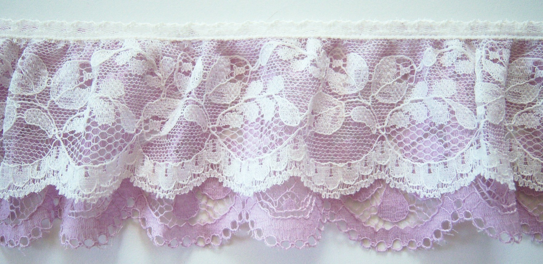 Candlelight/Orchid 2" Double Gathered Lace