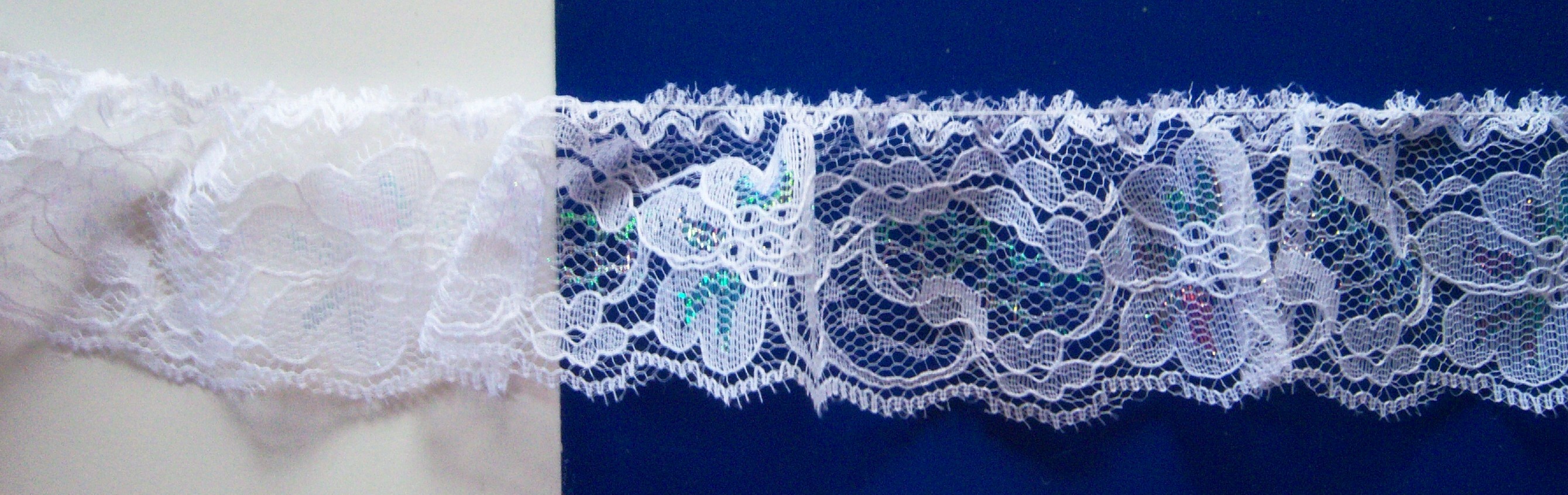 White Iridescent 2" Gathered Lace