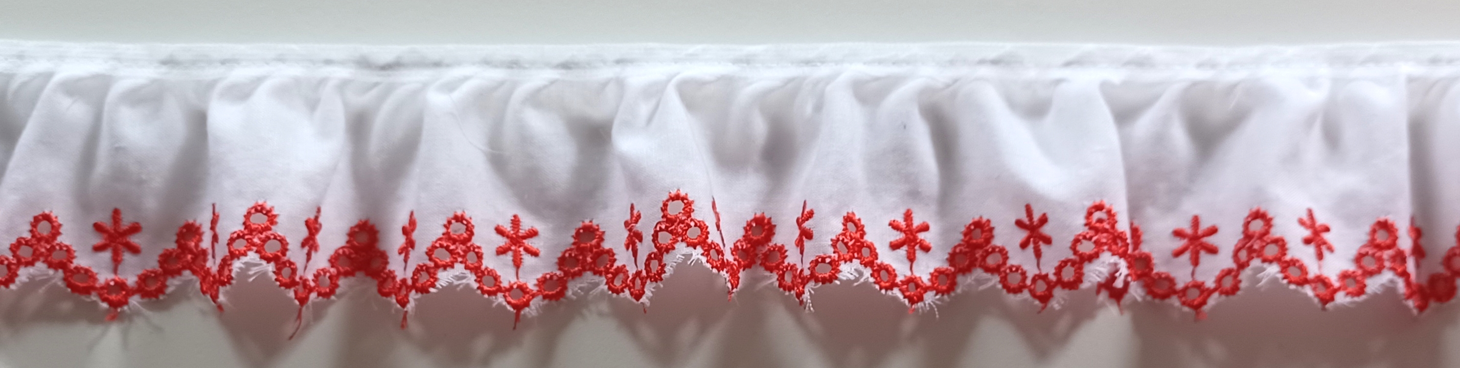 White/Red 1 3/4" Eyelet Lace