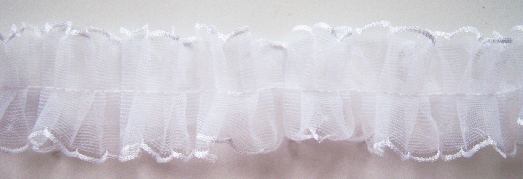 White Sheer 1 1/2" Nylon Pleated Lace
