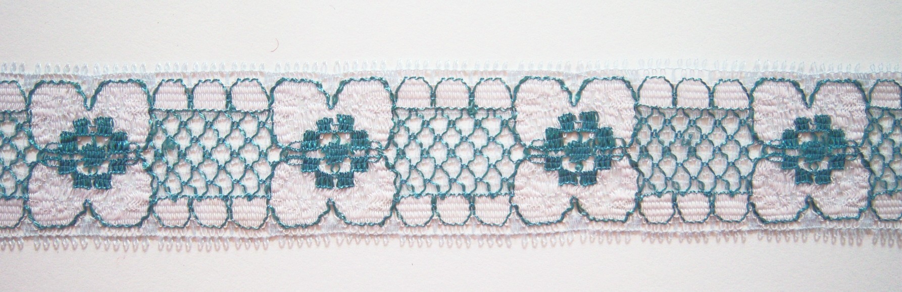 Pearl/Teal 1 1/4" Lace