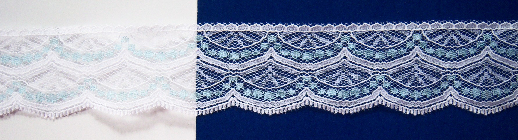 White/Shiny Blue 1 3/4" Lace
