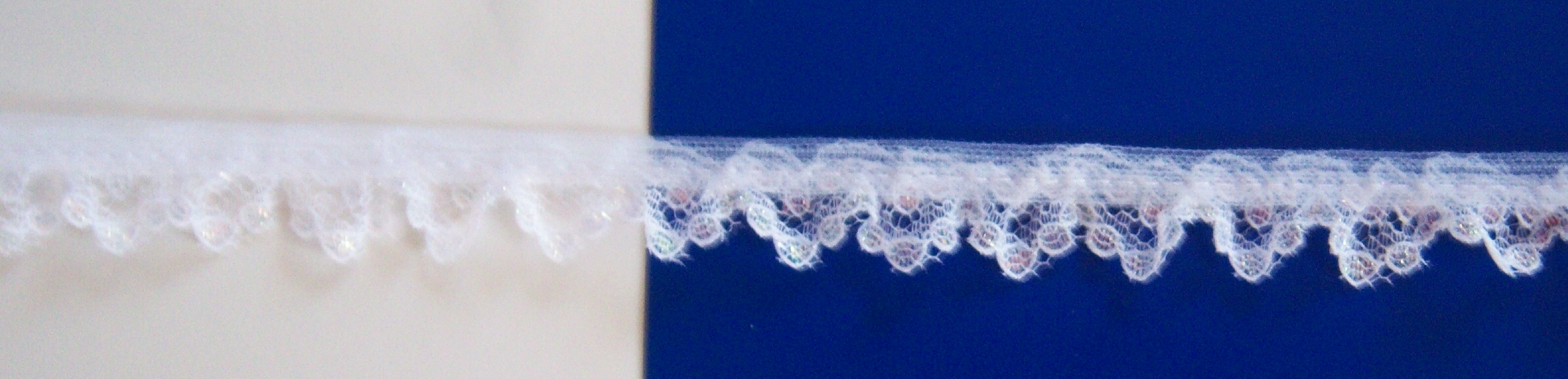 White 5/8" Iridescent Gathered Lace