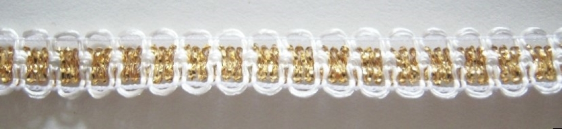 White/Gold 1/4" Metallic Lace