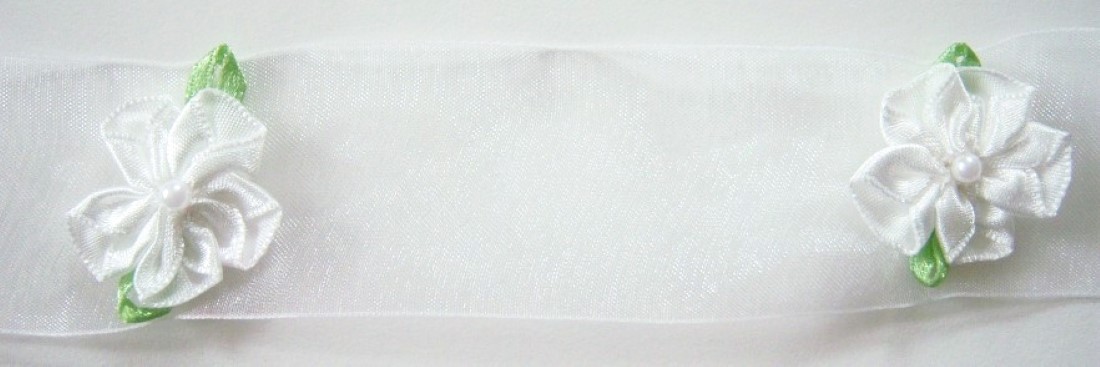 White Satin/Pearl Flower/Organza Ribbon