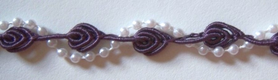 Victorian Purple/White Pearls 1/2" Braid