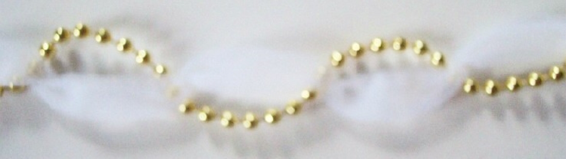 White Tulle/Gold Bead 3/4" Braid