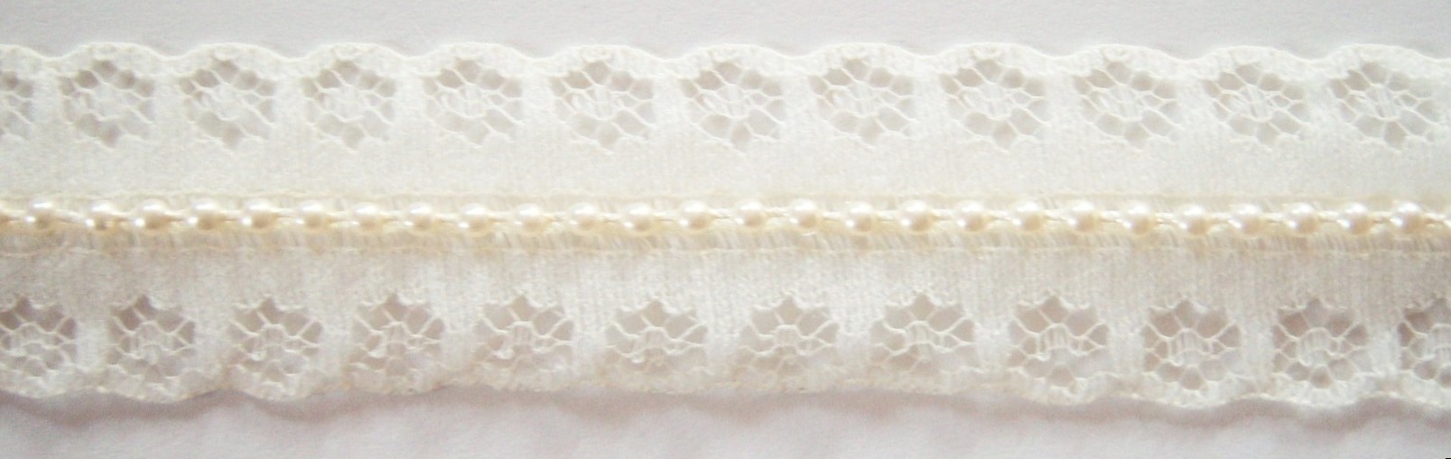 Ivory Pearl Beaded 7/8" Nylon Lace