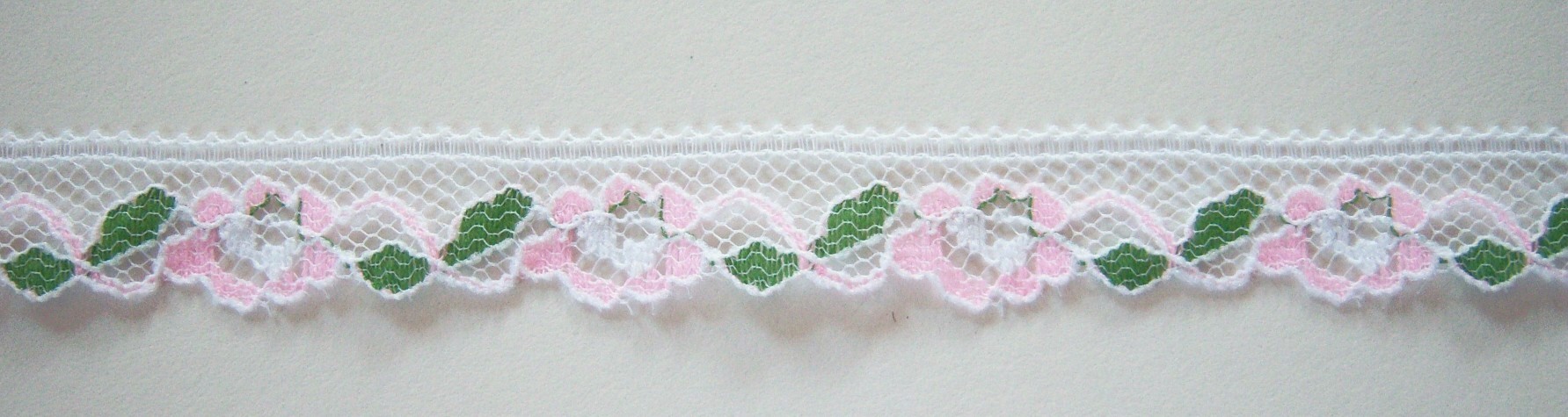 White/Pink 1/2" Nylon Lace