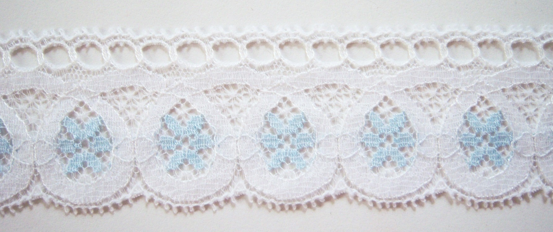 White/Elaine Blue 1 1/2" Nylon Lace