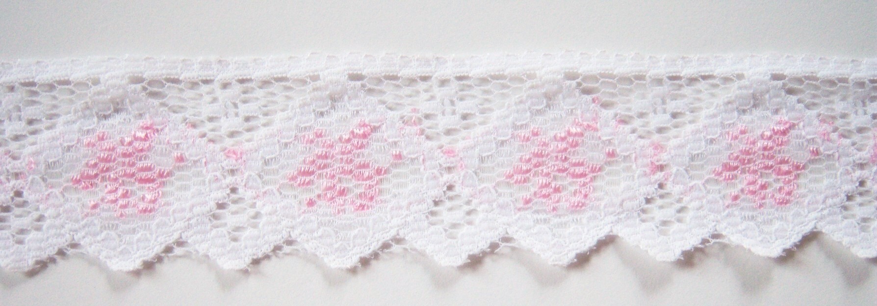 White/Pink 1 5/8" Nylon Lace