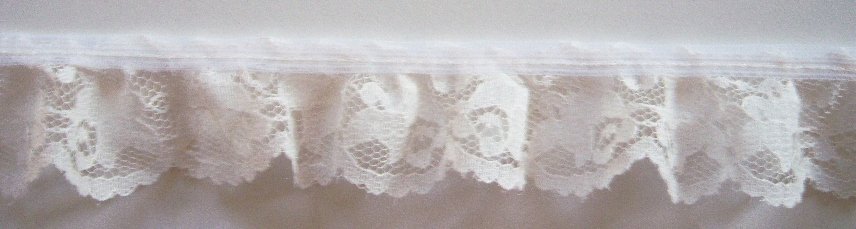 Natural 1 1/4" Nylon Gathered Lace