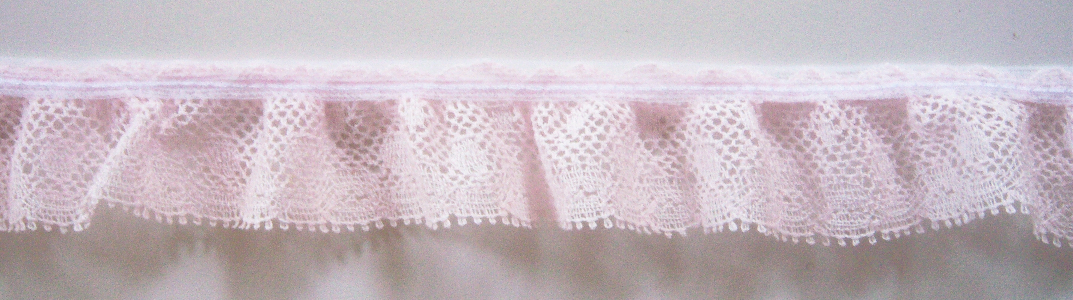 Lt Pink 1 1/8" Gathered Cluny Lace