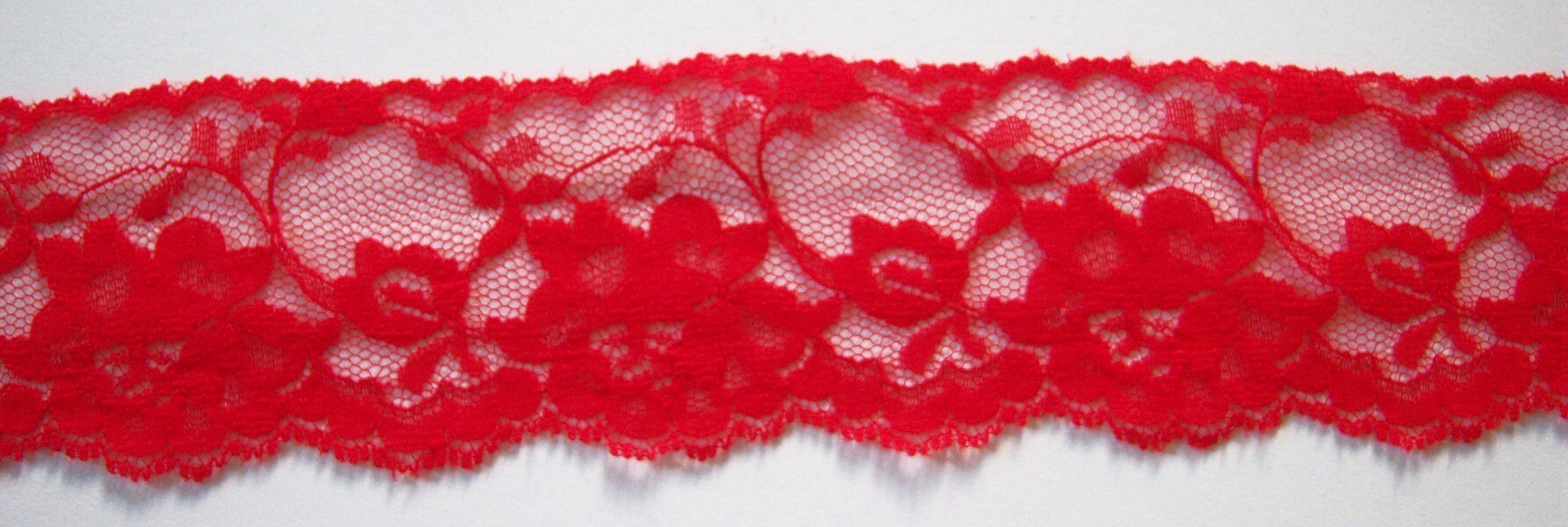 Red Uneven Top 2 1/4" Nylon Lace