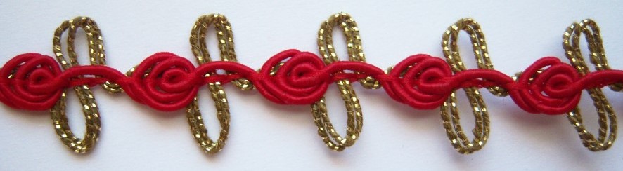 Red Rosebraid/Gold 11/16" Loops